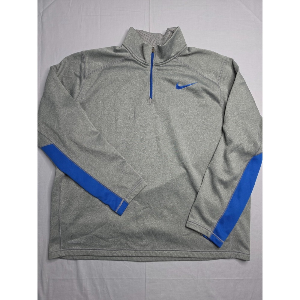 Nike Therma-Fit Sweatshirt Men's 2XL Gray Fleece Lined Quarter Zip Activewear